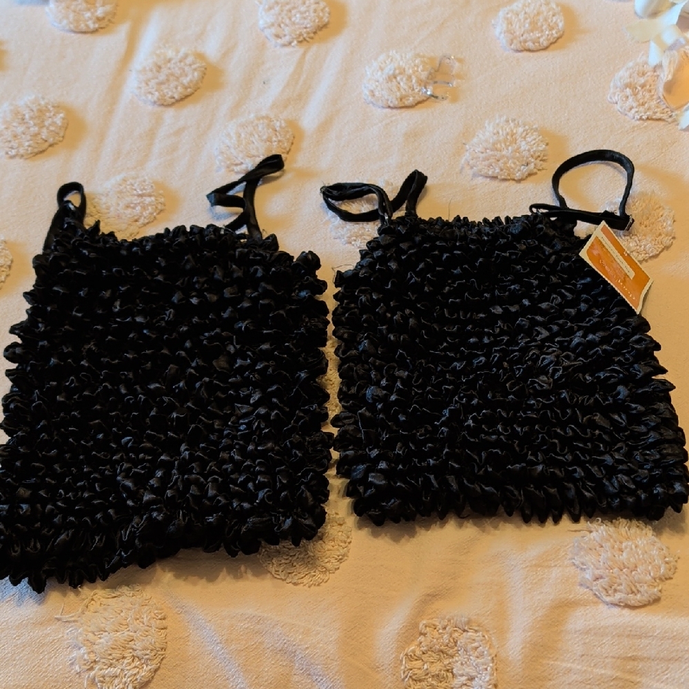 Black Popcorn Tank Tops, One Size